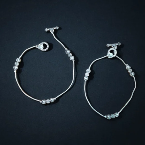 Delicate Silver Anklets with Cubic Zirconia Accents