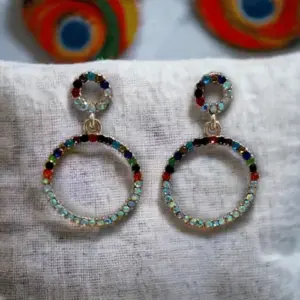 Rainbow Dazzle Double Hoop Earrings