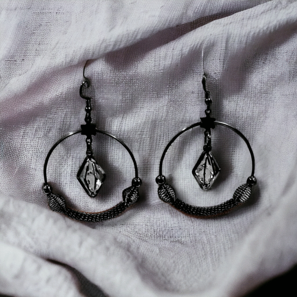 Modern Gothic Earrings with Sparkling Crystal Drops