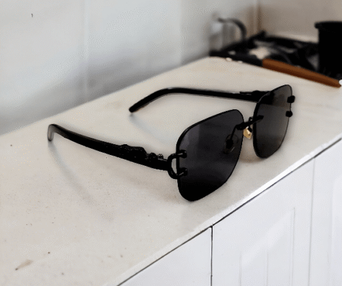 Rectangular Black Rimless Sunglasses For All Men & Women