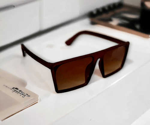 Girlish Rectangular Oversized Brown Framed Sunglasses