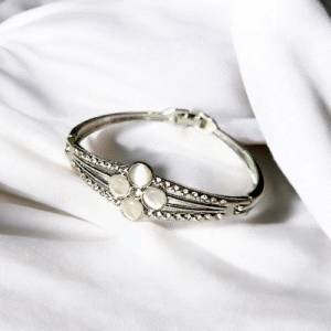 Elegant Floral Glow Silver Bracelet