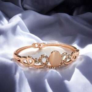 Celestial Charm Rose Gold Bracelet for Women with Oval Center Stone & Crystal Embellishments